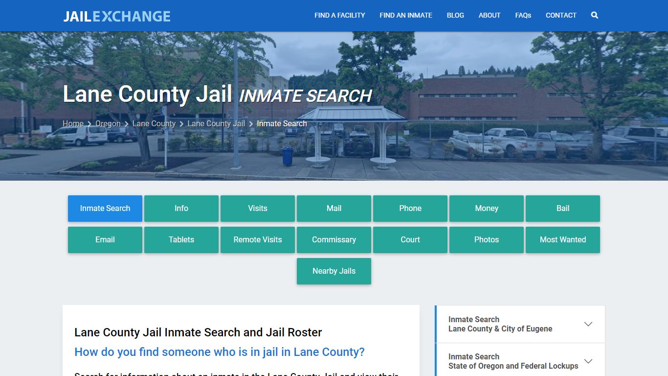 Inmate Search: Roster & Mugshots - Lane County Jail, OR